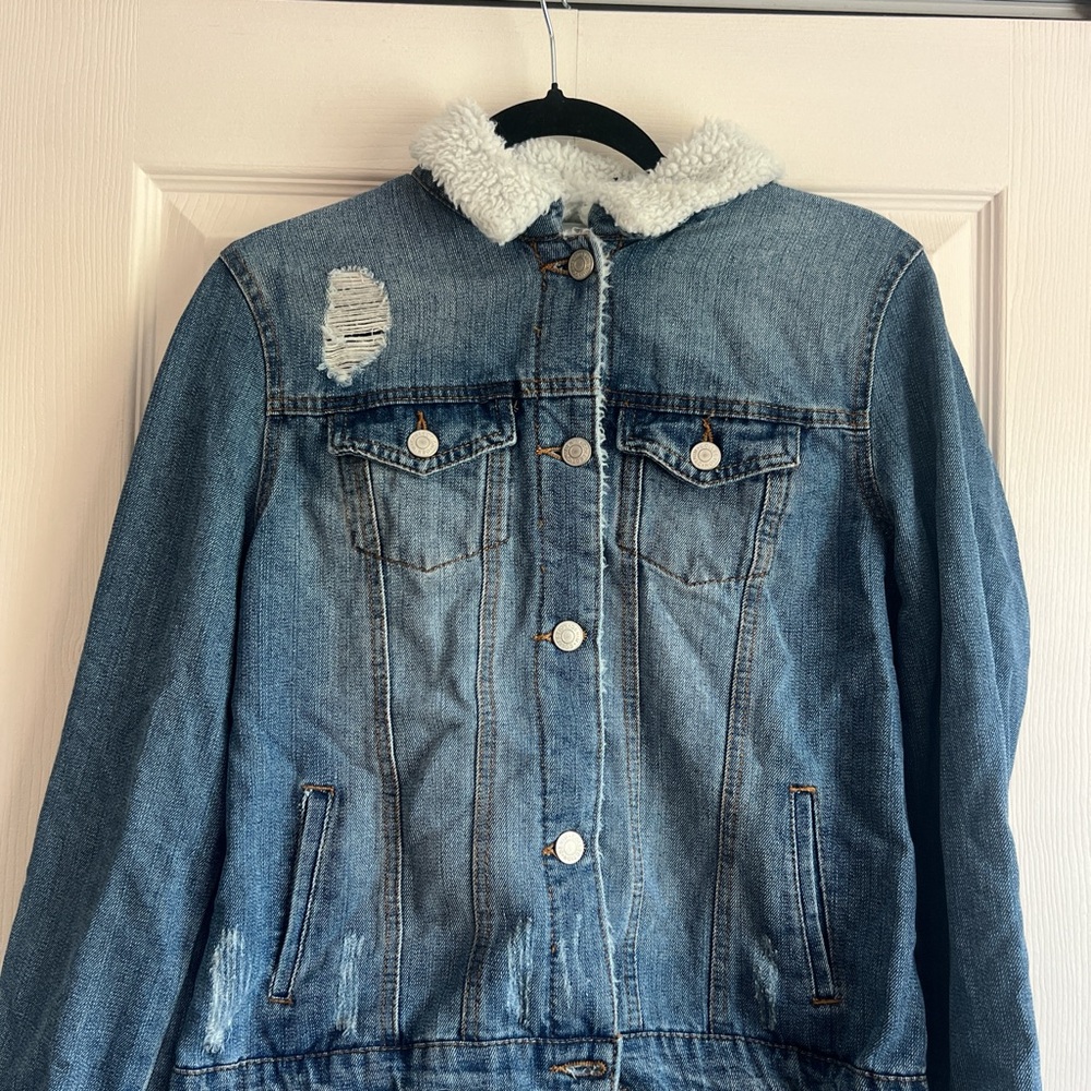 Denim Sherpa-Lined Jacket
